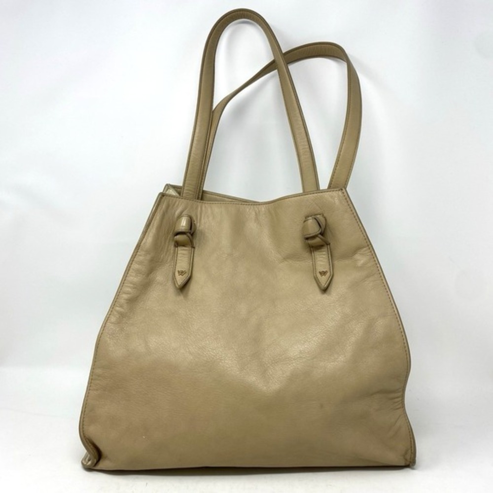 Vtg‎ Kelly Wynne Knot Carryall Large Tote Shoulder Bag Two Tone Neutral Leather